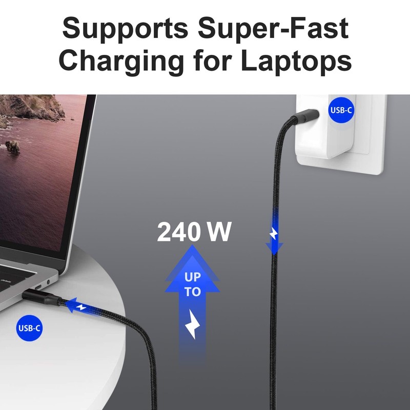 USB C to C Cable 6.6ft, 8K HD Display, 40 Gbps Data Transfer, 240W USB-C Char... gallery