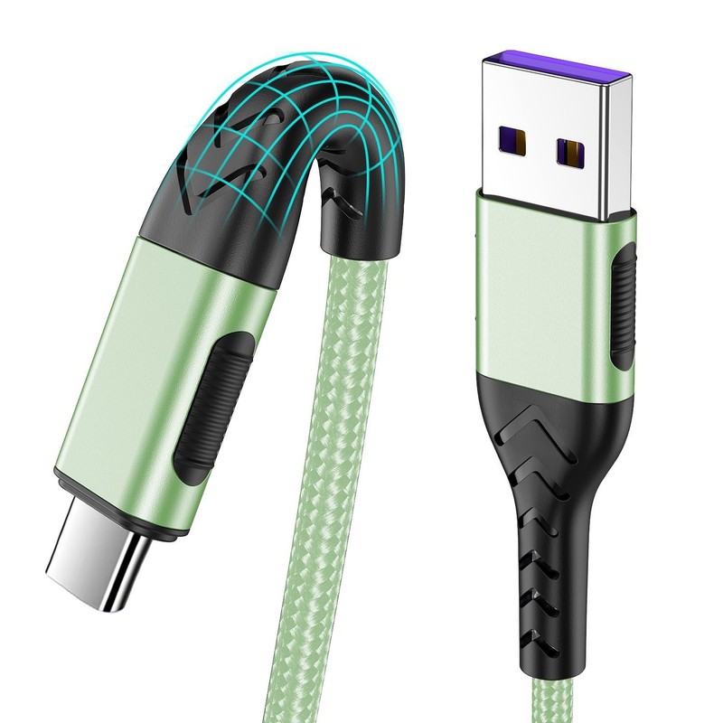 10ft USB-C Charging Cable 2-Pack - Fast Charge, Tangle-Resistant, Green gallery