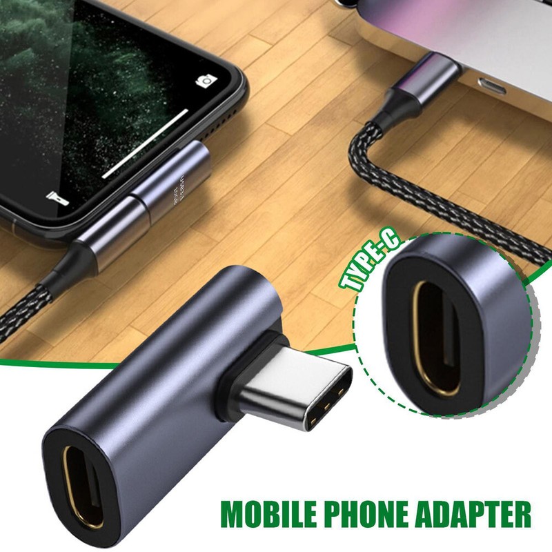 90 Degree USB-C Male to USB-C Female Adapter Data Right Angled Converter 10GPS gallery