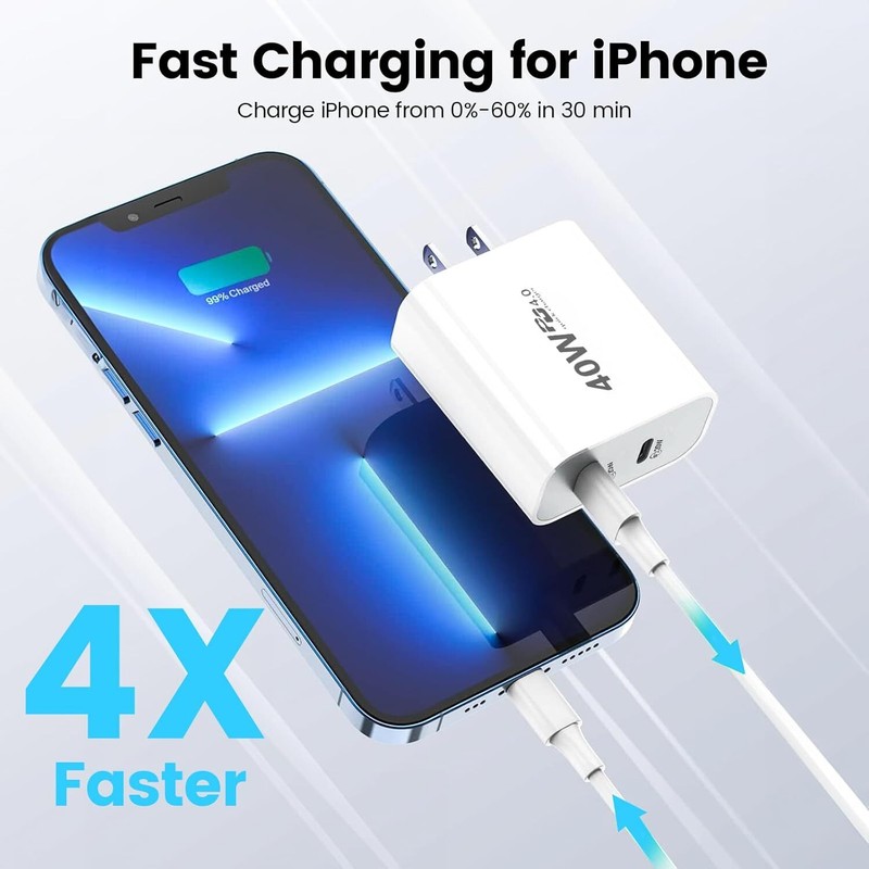 3X For i-Phone17 16 15 14 13 12 i-Pad USB C 40W Fast Charger Wall Block PD Cable gallery