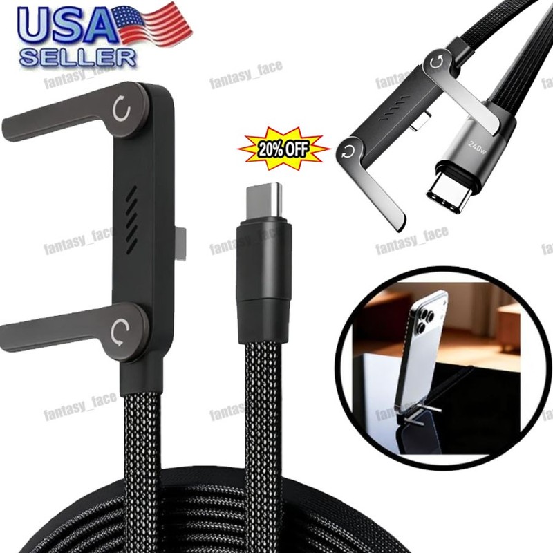 240W Fast Charging Foldable Cable, with Built-in Bracket Adjustable