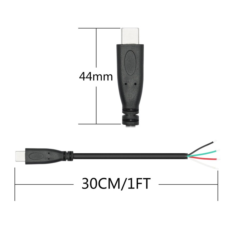 4 PCS 11inch USB C to 4 Pin Bare Wire, 22AWG, 5V/3A, Pigtail Power Data, DIY gallery