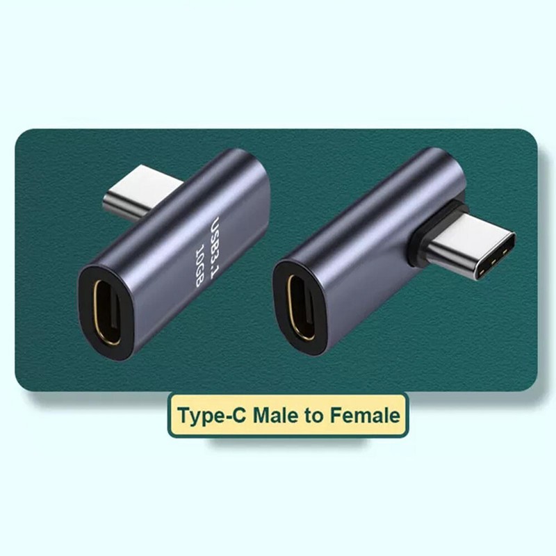 90 Degree USB-C Male to USB-C Female Adapter Data Right Angled Converter 10GPS gallery