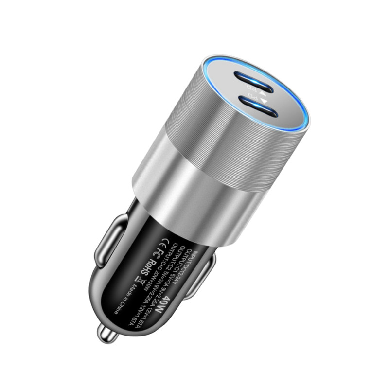 40W Fast Adapter Dual USB PD Type-C Car Charger For iPhone 16 15 14 13 Samsunng