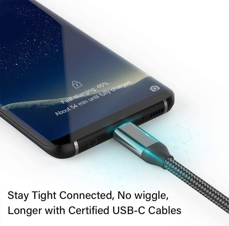 USB C Cable 15FT, Extra Long USB-A to USB-C Cable Braided Grey | Fast Charger Co gallery