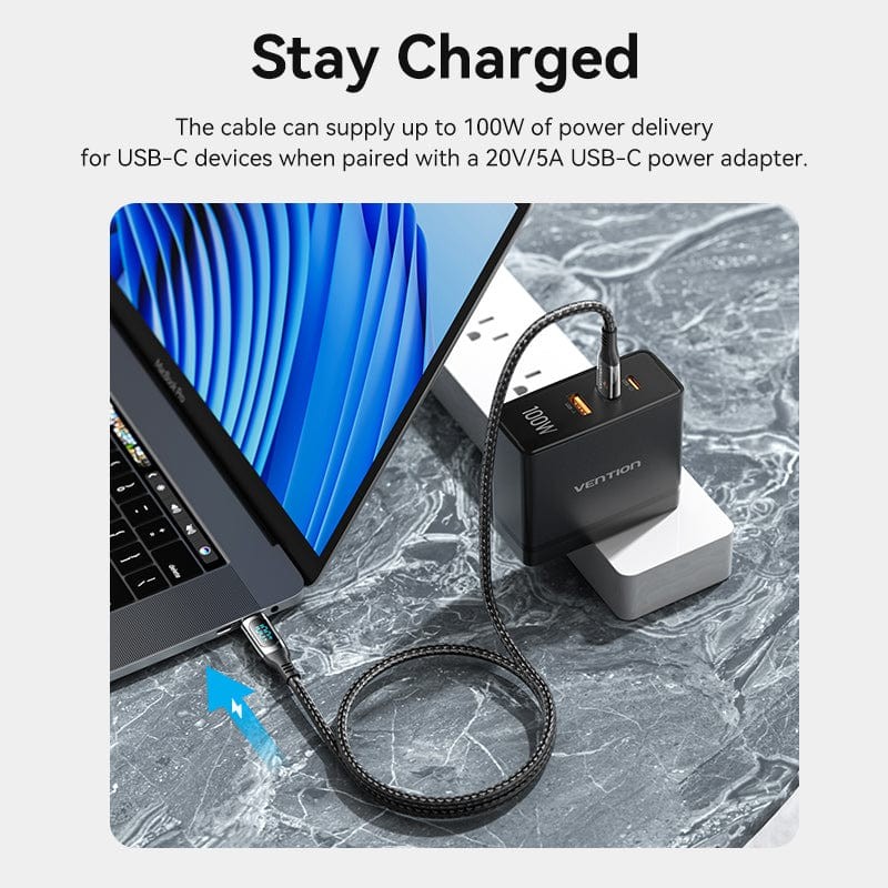 Vention USB Type-C to Type-C Cable Data Transfer 480Mbps PD100W With LED Display gallery