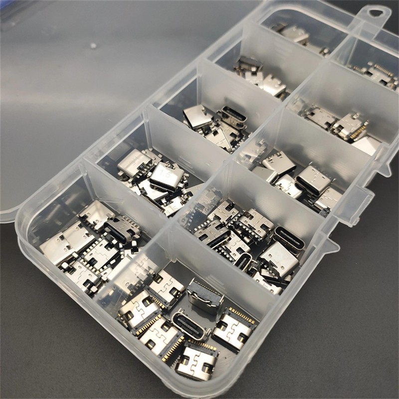 100Pcs Type C USB 3.1 Female Plug Connector Jack Solder Repair Replacement
