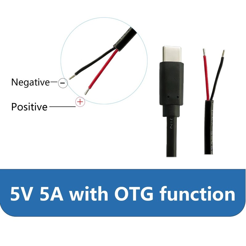4Pcs USB to 2 Pin Bare Wire Open End Power Cable 1FT, USB Plug 2 Pin Pigtail ... gallery