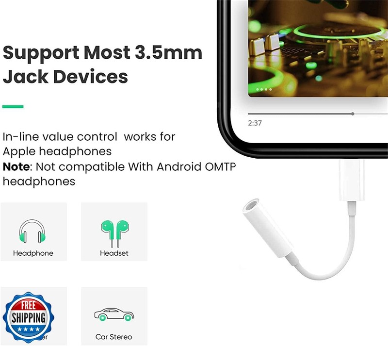Apple MFi Certified 2 Pack Lightning to 3.5 mm Headphone Jack Adapter for iPh gallery