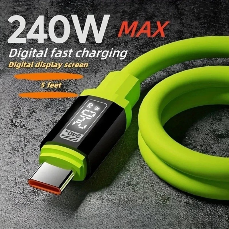 PD240W Cable Super Fast Charging Type C TO Type C Silicone Cable For Samsung