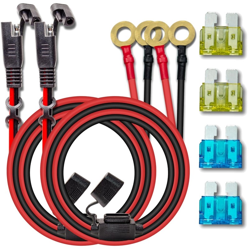 2PCS 10AWG 6FT Quick Disconnect Cables with 15A & 20A Fuses for Vehicles