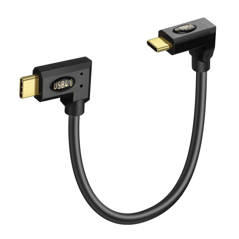 USB4 C Cable 90 Degree Right Angle 240W 40Gbps 8K Video 0.3m 1 Ft Type C