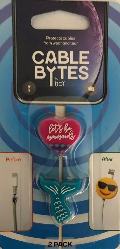 Cable Bytes 2 Pack(Fish & Heart)Protects Cables From Wear & Tear-RARE-SHIPS N24H