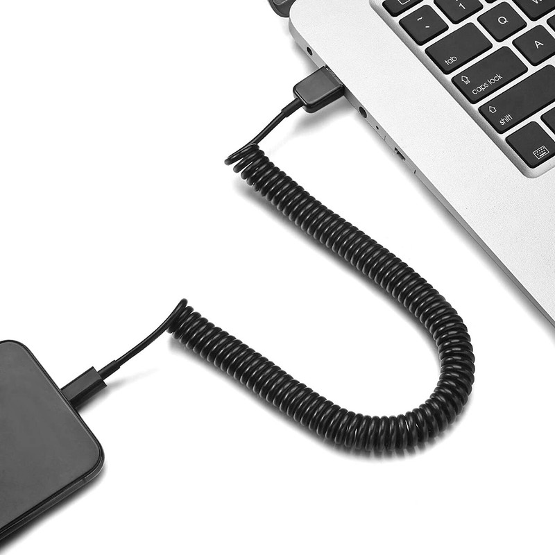 For Samsung Galaxy S24/Ultra/Plus - Charger Cord Coiled USB Cable Micro-USB to gallery