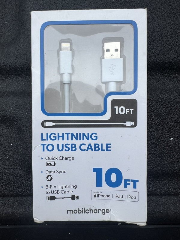 Mobilcharge 10 FT Lightening To USB Cable For iPhone, iPad, iPod