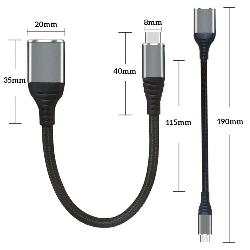 2X USB C Type C Male to USB Type A Female OTG Adapter Converter Cable Cord Kit gallery