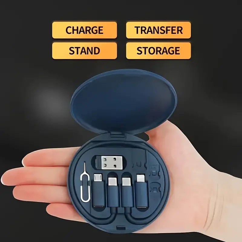 5-in-1 USB Type-C Charger Cable Kit with Data Transfer and Storage – New