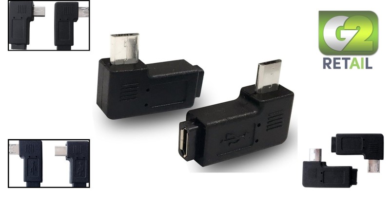 Effortless Connectivity: 1 Pair 90-Degree Micro USB Male to Female Adapters gallery