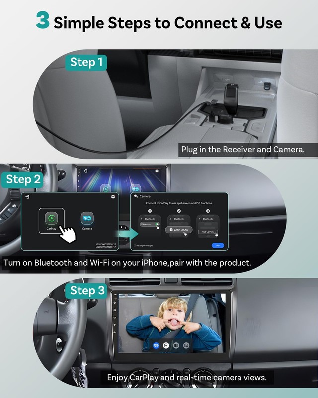 Cabin Care Car Adapter with Baby Car Camera, Wireless CarPlay Display on CarS... gallery