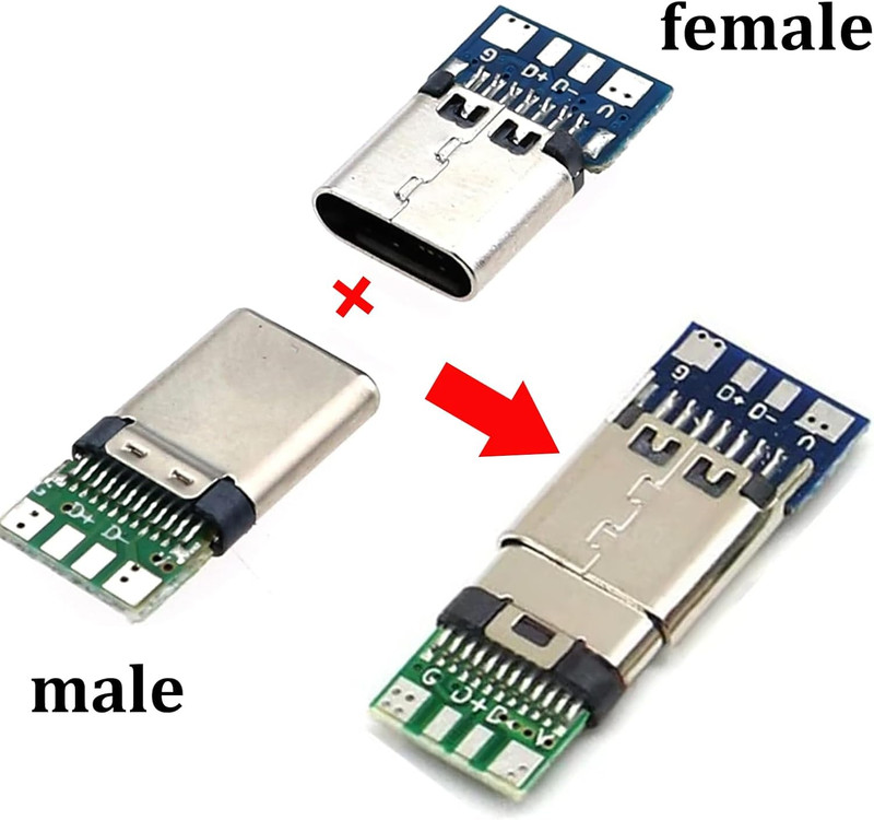 5 Set USB C Connector – 5 Male Plugs & 5 Female Sockets USB C Breakout Board for gallery