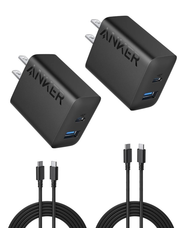 Anker iPhone 16 Charger 20W USB-C Fast Charging Block 2-Pack + 2 Cables