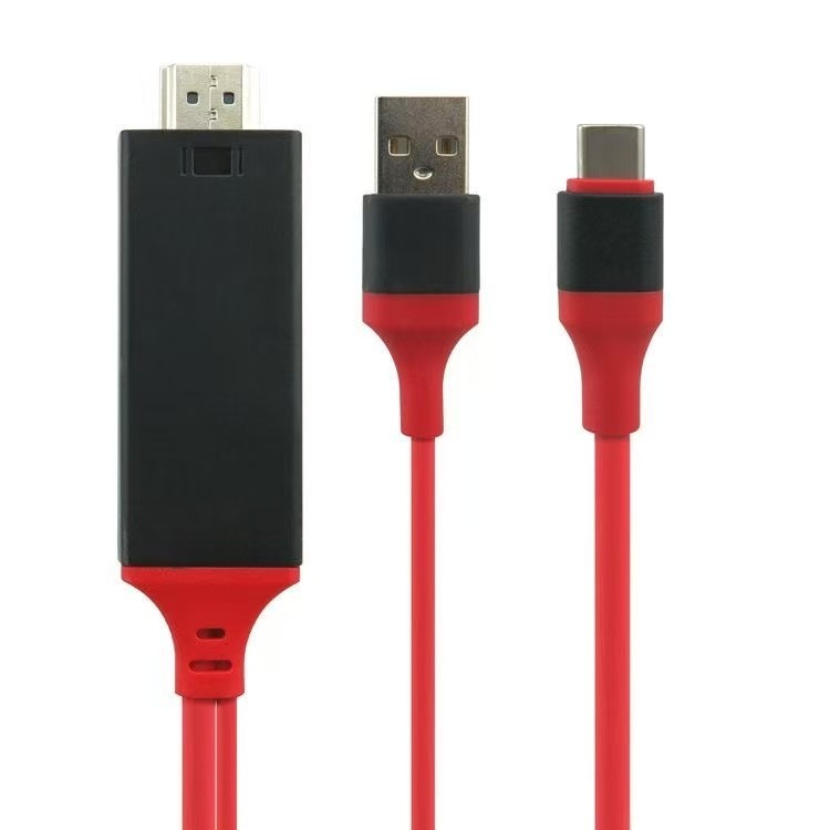 Compatible MHL USB-C (Type C) to HDMI HDTV Cable + USB-A Port for Android Phones