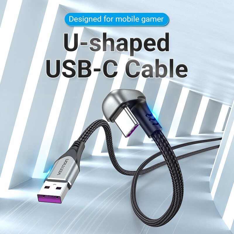 USB 2.0 A Male to USB-C Male U-shaped 5A Cable 5A 480Mbps for Cell Phone Gaming gallery