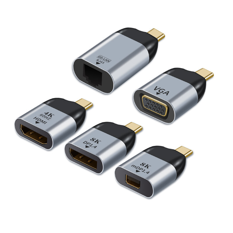 Type C To HDMI DP Mini Displayport VGA RJ45 Adapter USB C Audio Video Converter gallery