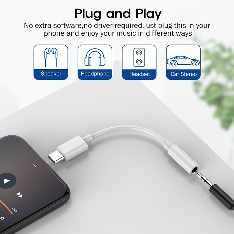 2in1 USB-C Type C Adapter to 3.5mm Aux Jack Headphone for Samsung for iPhone gallery