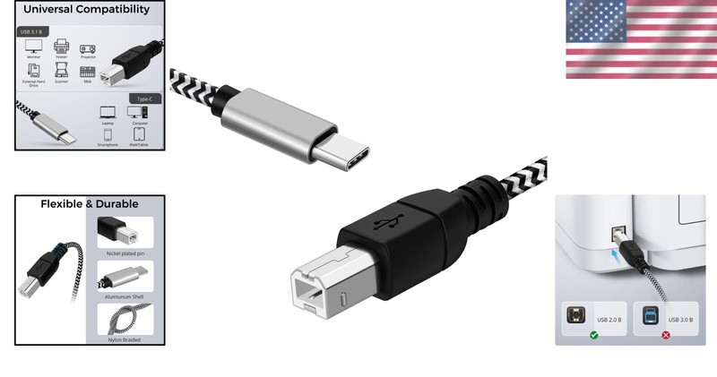 USB B to USB C Cable 3.3 Ft High-Speed Data Transfer Compatible With Printer ... gallery