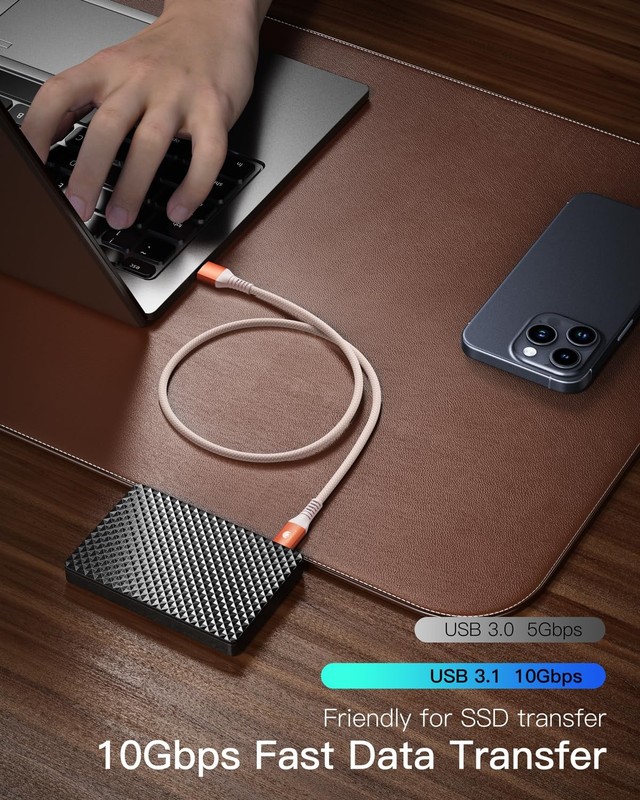 USB C to USB Cable 3ft 2Pcs 10Gbps Fast Charge Data Cord Compatible iPhone17 S25 gallery