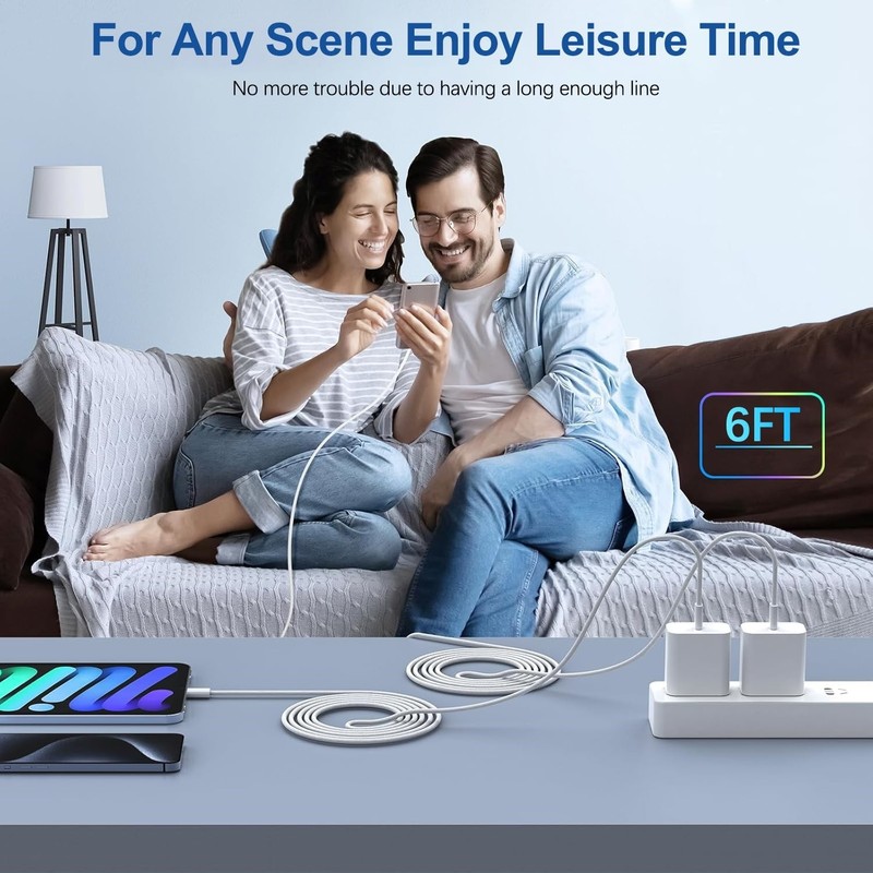 PD Fast Charger Cable 20W USB-C Power Adapter Block For iPhone Air 15 16 17 Pro gallery
