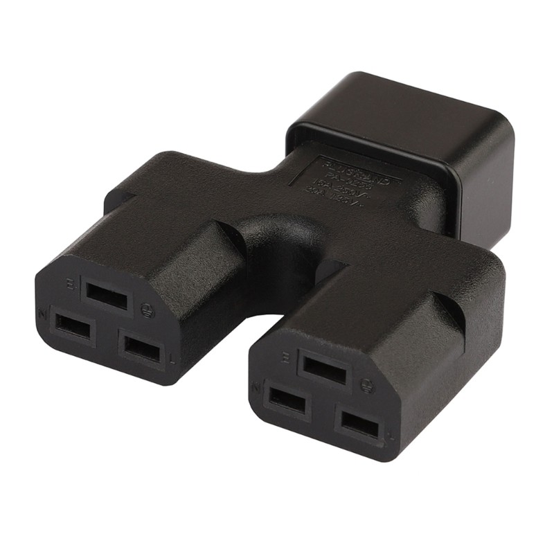 C20 to C21, IEC320 C20 Male to Dual 2xC21 Female Power Splitter Adapter gallery