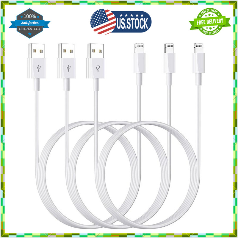 3-Pack 3ft MFi Certified Lightning Cables–USB to Lightning, Fast Charging & Sync
