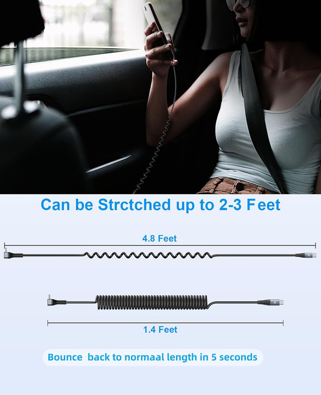 USB C to C Cable for Carpaly/Android Auto, [3FT, 2-Pack] 90 Degree USB C Cable, gallery
