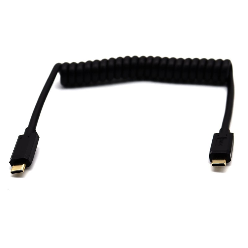 Coiled Spring Type C Male To Type C Male USB Charging Cable Adapter 1.2M gallery