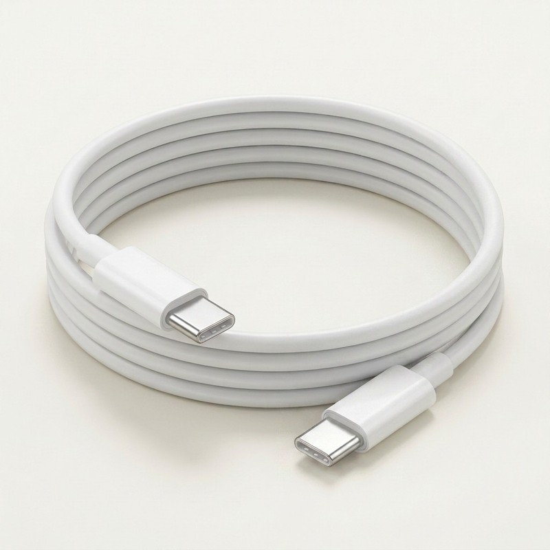 100W USB-C to USB-C Cable PD Fast Charging iPhone 15 Samsung Xiaomi White 1.5m