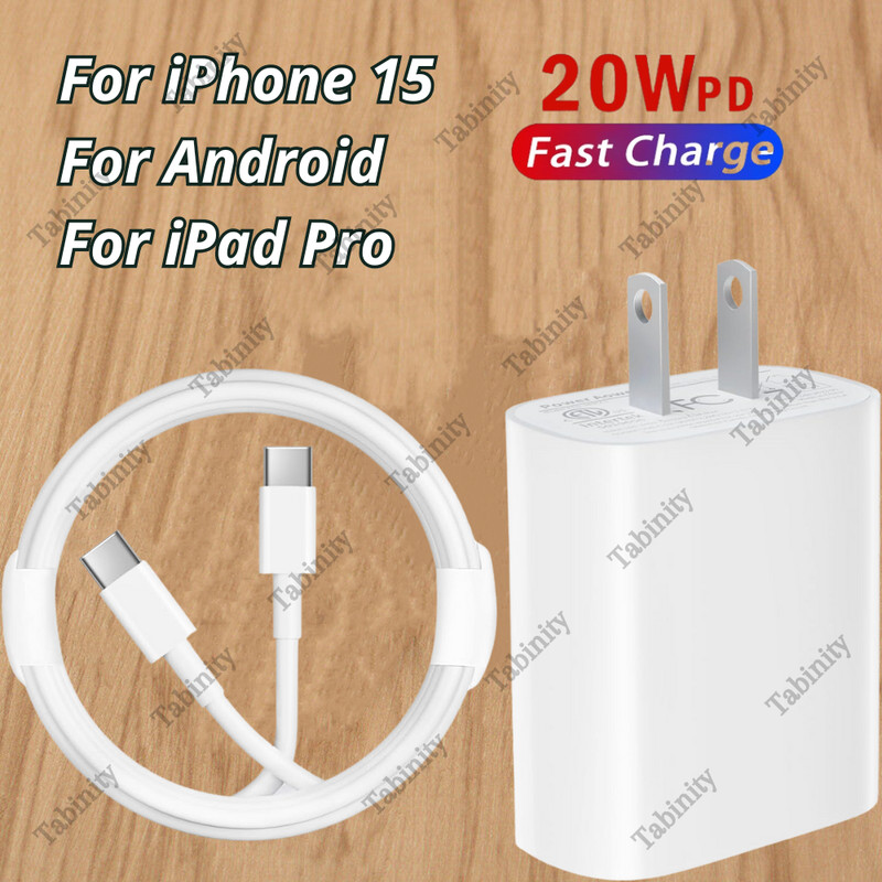 20W USB C Fast Charger PD USB C Cord Type C Power Adapter For iPhone 15 iPad Pro