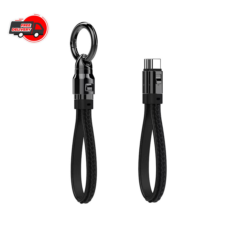 Portable USB-C Keychain Cable 240W 5A Fast Charger Type-C Short Charging Cord