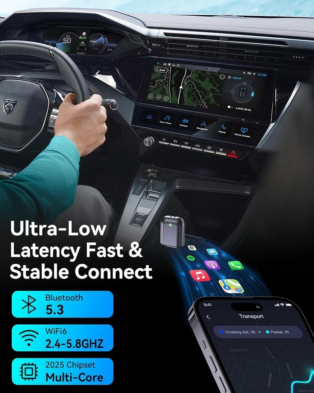 Burnt Sugar Wireless Carplay Adapter for Iphone 2026 Upgraded (Bright Gray) gallery