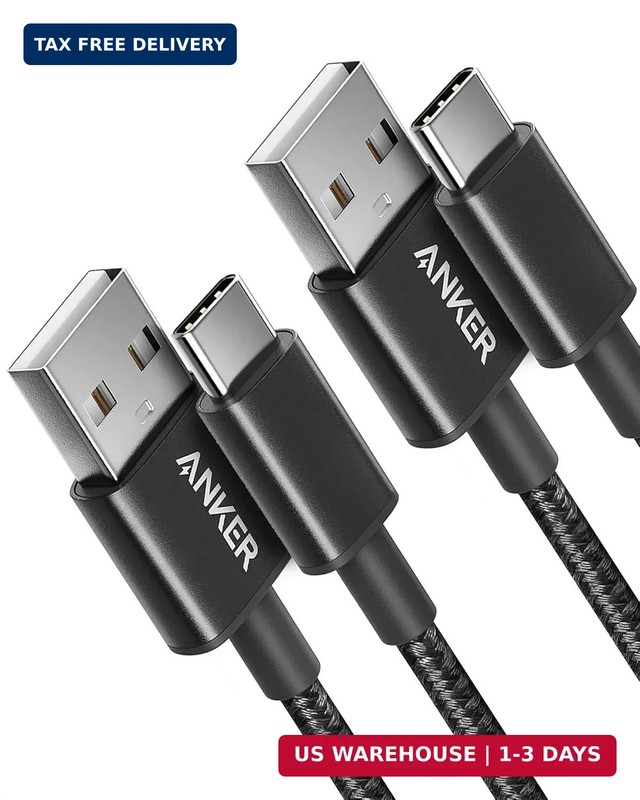 USB Type C Cable Anker 2-Pack 3Ft Premium Nylon USB-C to USB-A Fast Charging
