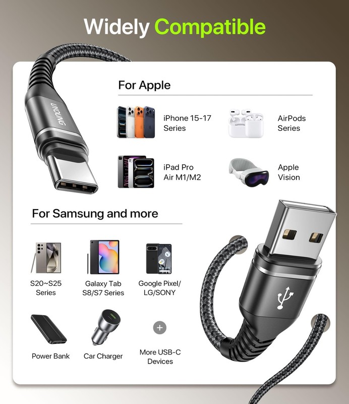 10FT USB A to USB C Cable Fast Charging 2-Pack | Durable Braided Charger for iPh gallery