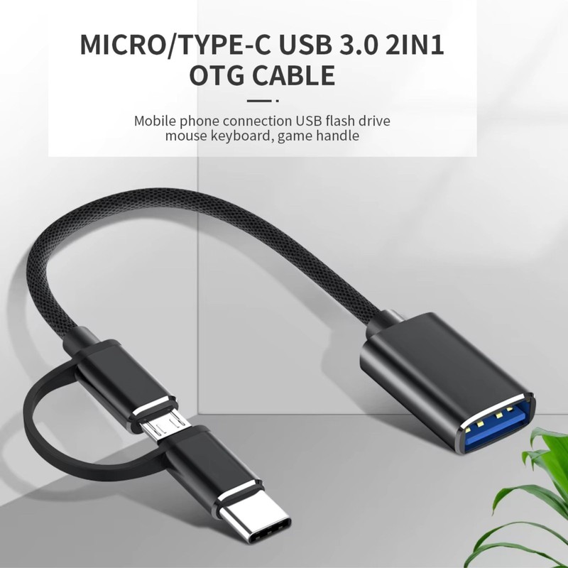 Type-C 2-in-1 Adapter Micro USB & USB 3.0 Female To USB-C Male Converter, Black gallery