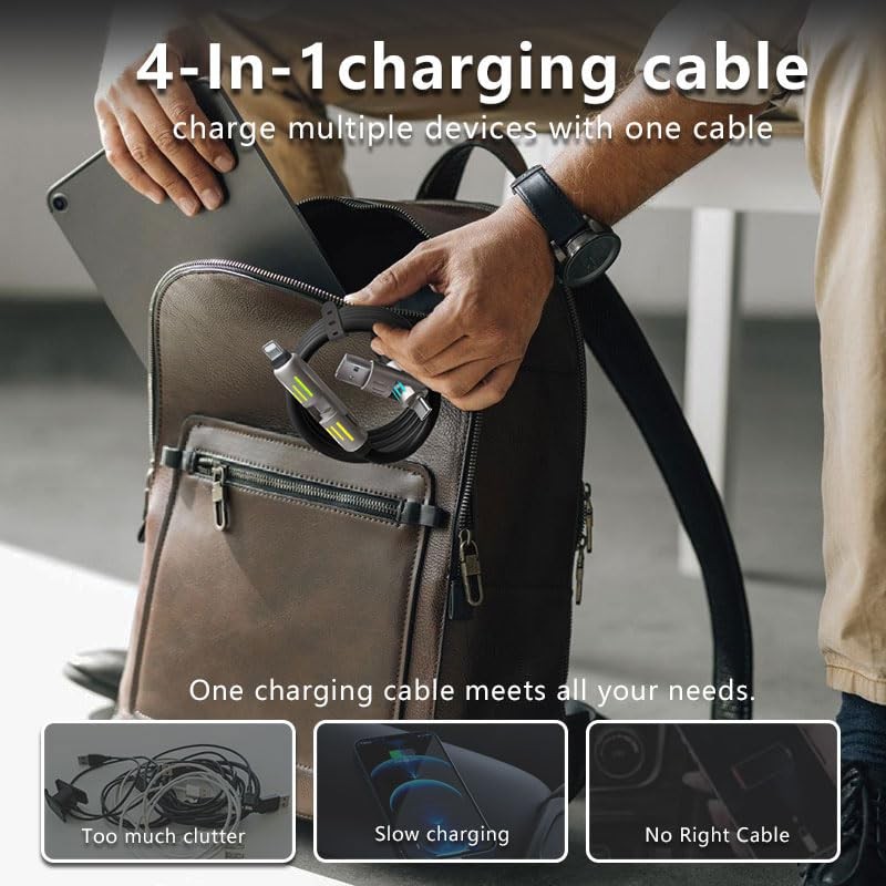 240W 4-in-1 Multi USB Charging Cable with LED Indicator, Fast Charging & Data... gallery