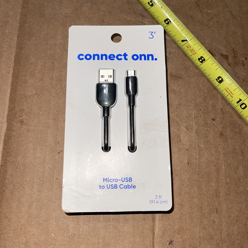 Connect onn Micro-USB to USB Cable 3’-Brand New