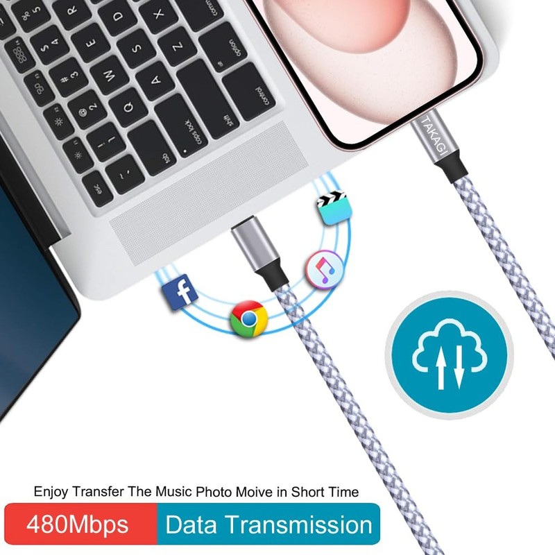 USB C to C Cable,Type C Charger Fast Charging Cable 60W 3FT, White 3FT gallery