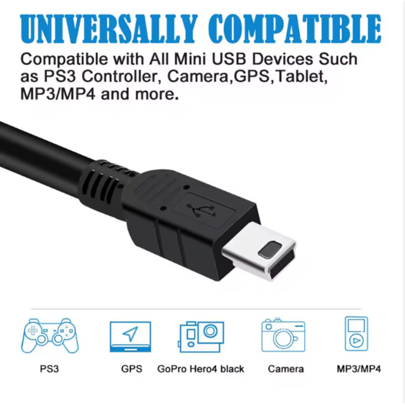 Mini USB To USB & 3.5MM (2 IN 1) Audio Jack Charge Cable For MP3 & MP4 Speakers gallery