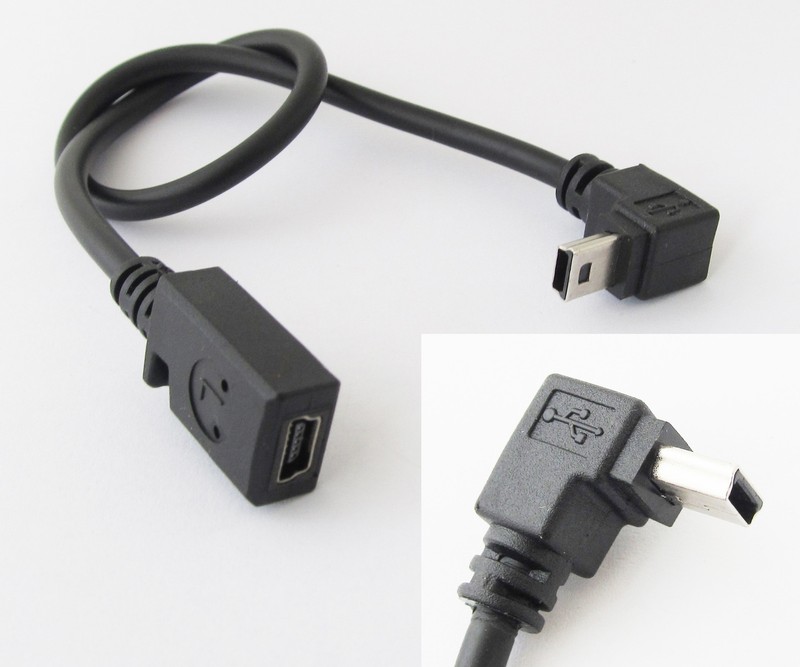 1pc 30cm Mini 5pin USB Male To Female Right Angle Down Direction Cable Cord