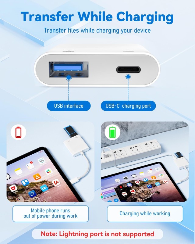 USB C to USB Camera Adapter with 30W Power Delivery Charging Port - Fast Data Tr gallery