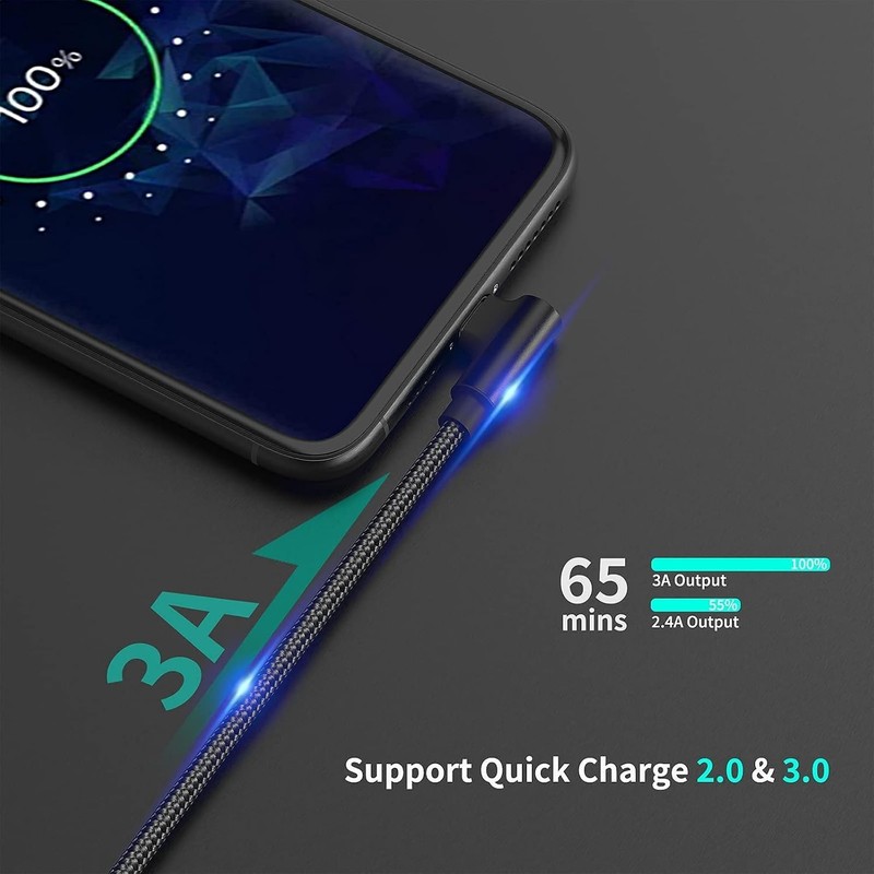 1Ft Right Angle USB C Cable Fast Charging, 3 Pack 90 Degree USB a to USB Type C gallery
